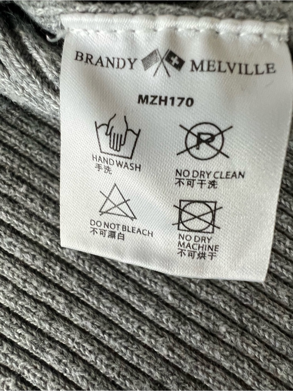 Brandy Melville Women's Cropped Mock Neck Ribbed Top Long Sleeve Gray One Size - Picture 10 of 11